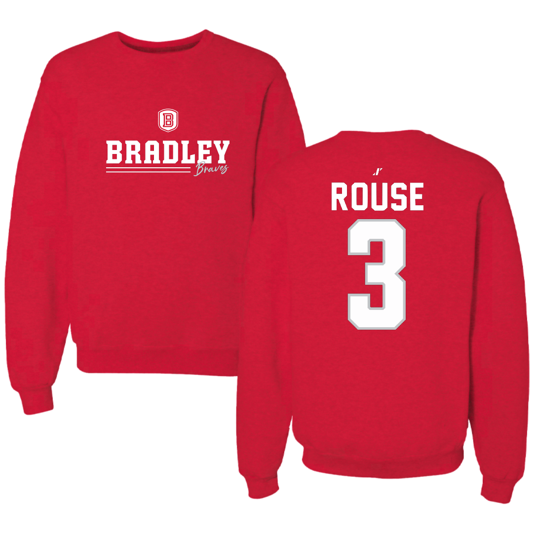 Bradley University Basketball Red General Crewneck - #3 Alex Rouse