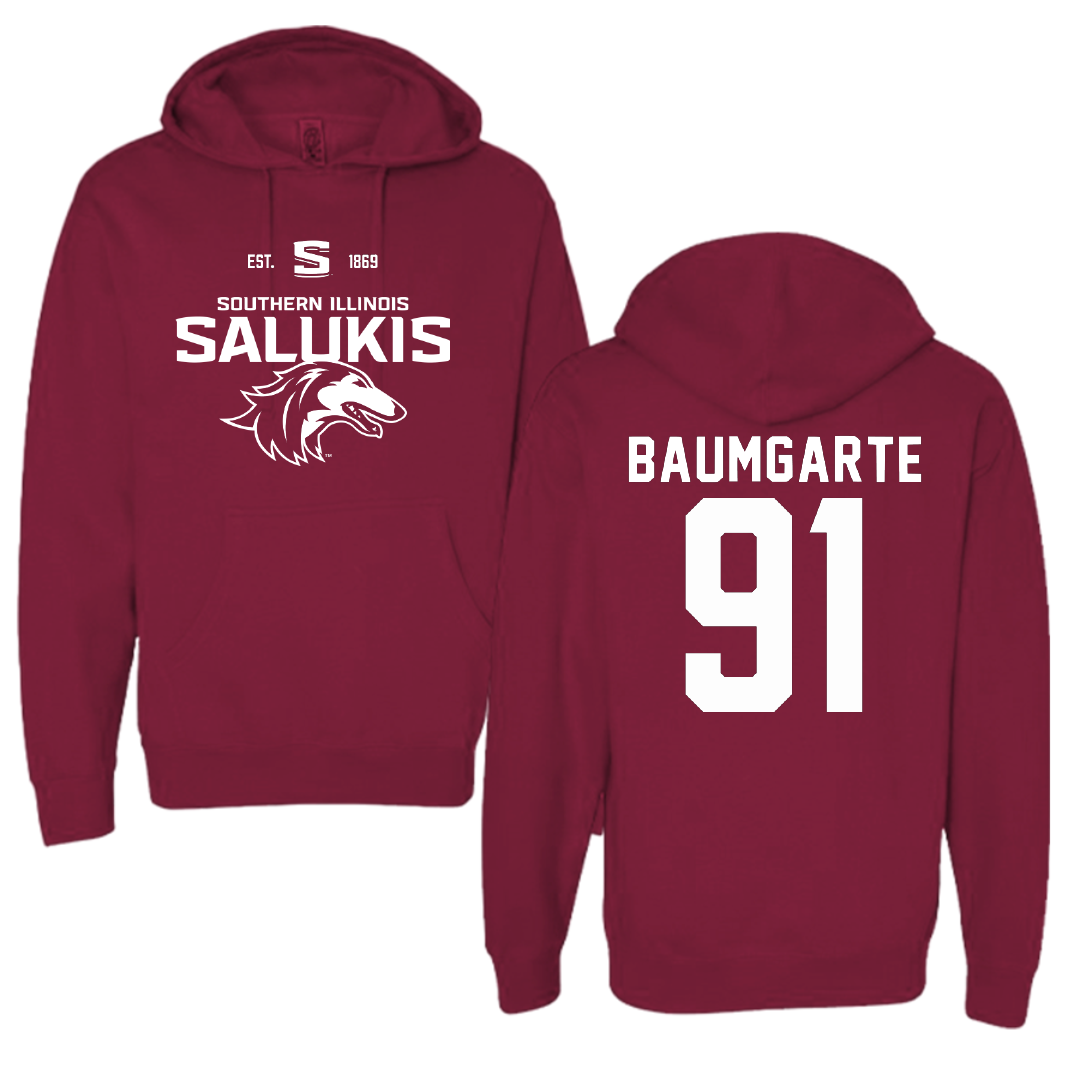 Southern Illinois University at Carbondale Football Maroon General Hoodie - #91 Jake Baumgarte