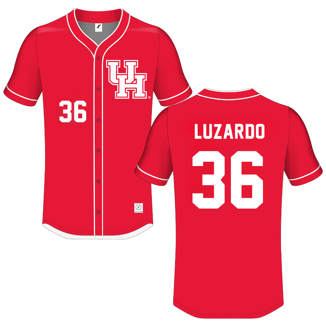 University of Houston Red Button-Down Jersey - #36 Diego Luzardo