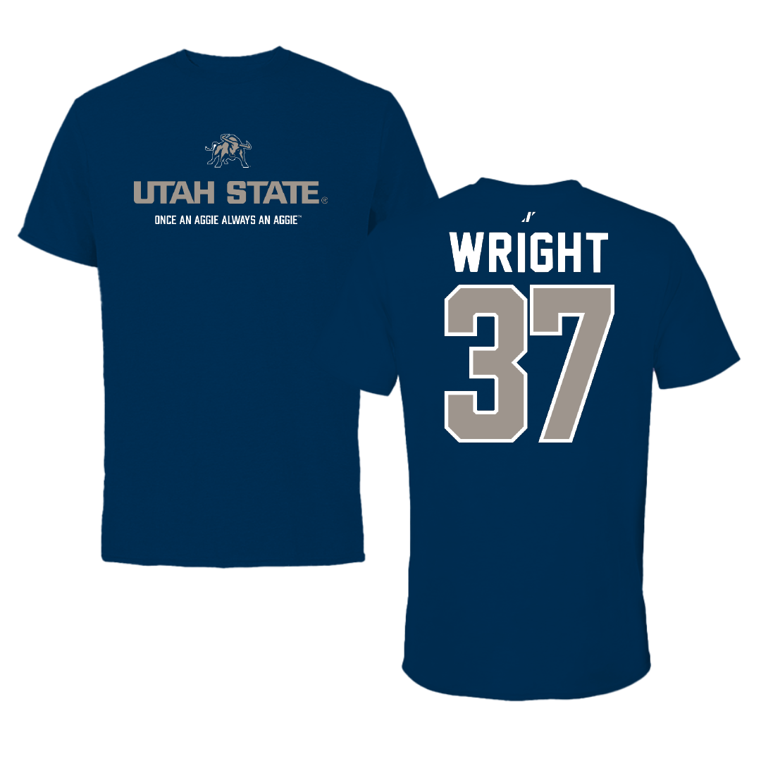 Utah State University Football Navy General Tee - #37 Jaeden Wright