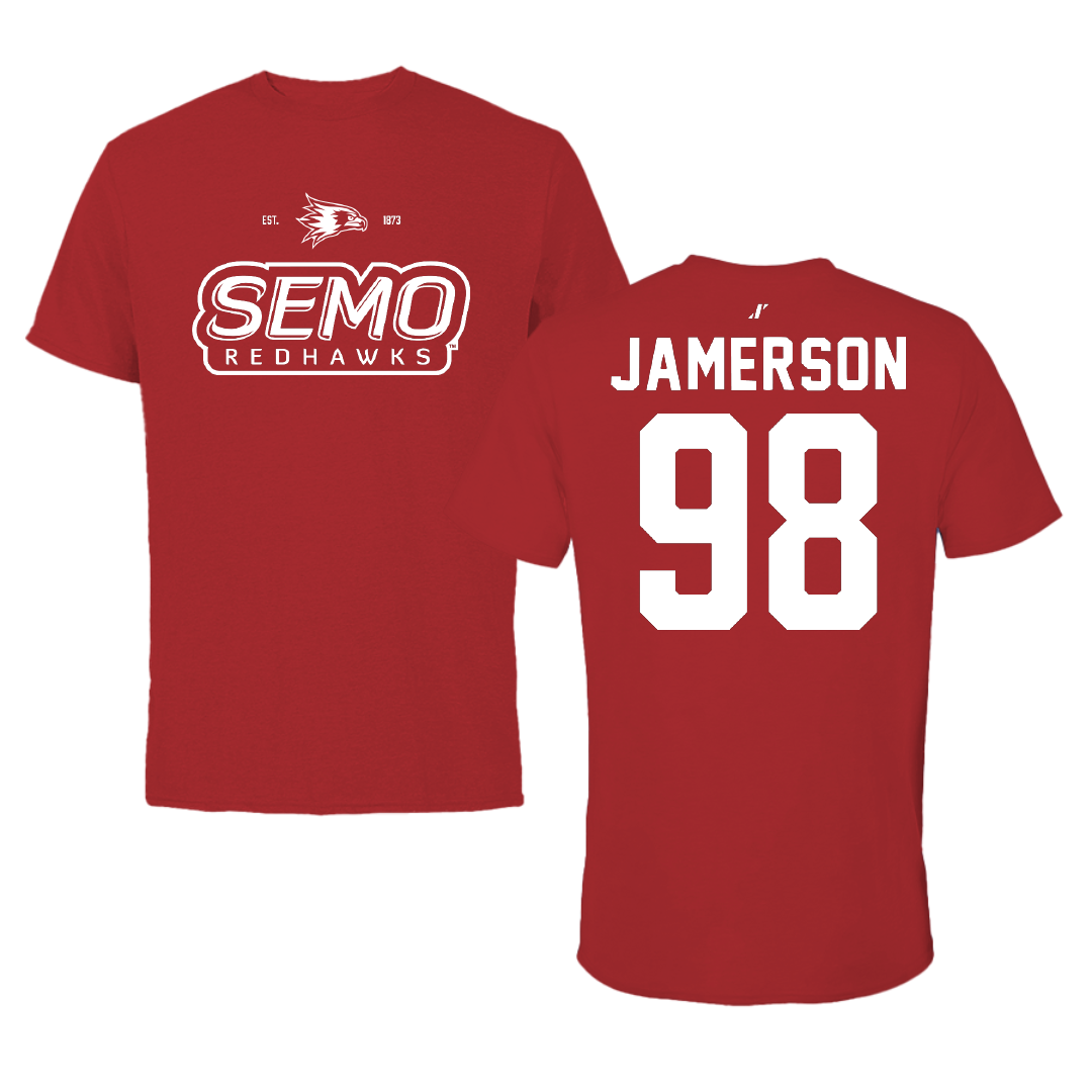 Southeast Missouri State University Football Canvas Red General Tee - #98 Michael Jamerson