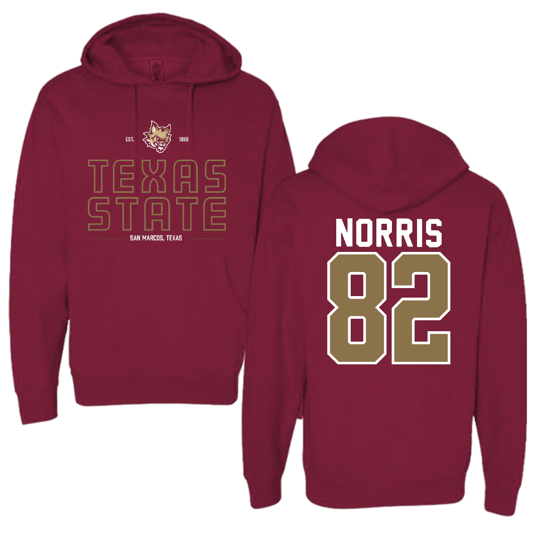 Texas State University Football Maroon General Hoodie - #82 Isaac Norris