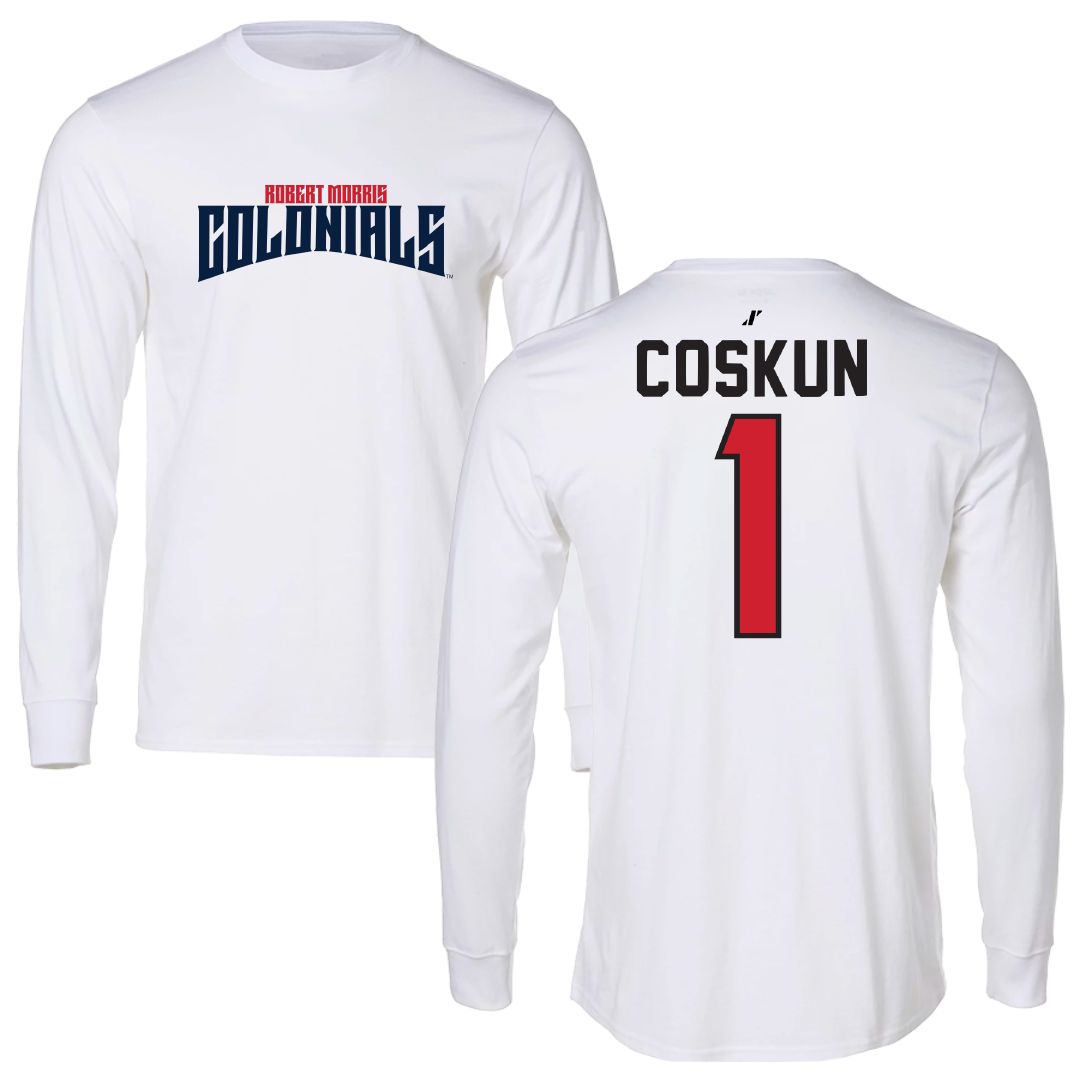 Robert Morris University Basketball White Classic Long Sleeve - #1 Tuana Coskun