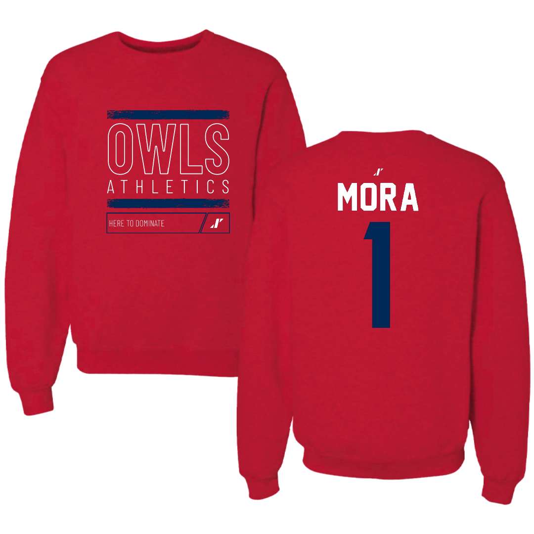 Florida Atlantic University Softball Red Dominate Crewneck - #1 Jesiana Mora