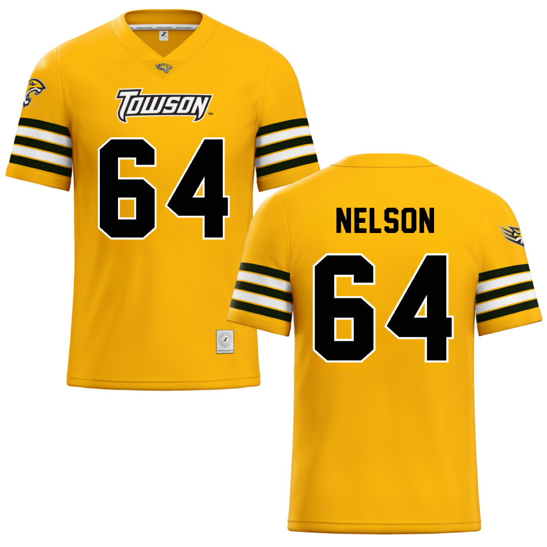 Towson University Gold Football Jersey - #64 Joden Nelson