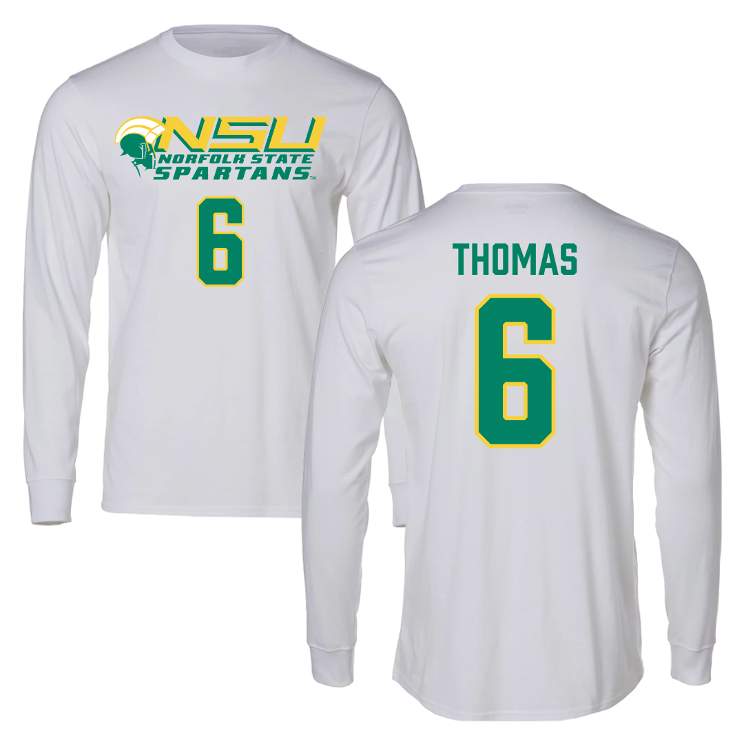 Norfolk State University Basketball White Long Sleeve - #6 Jamarii Thomas