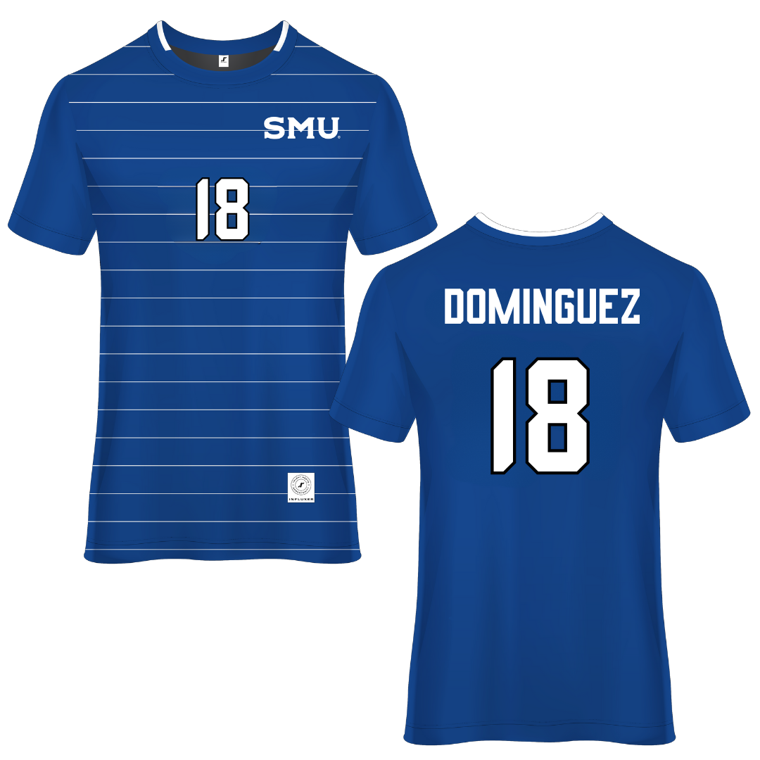Southern Methodist University Blue Soccer Jersey - #18 Martin Dominguez
