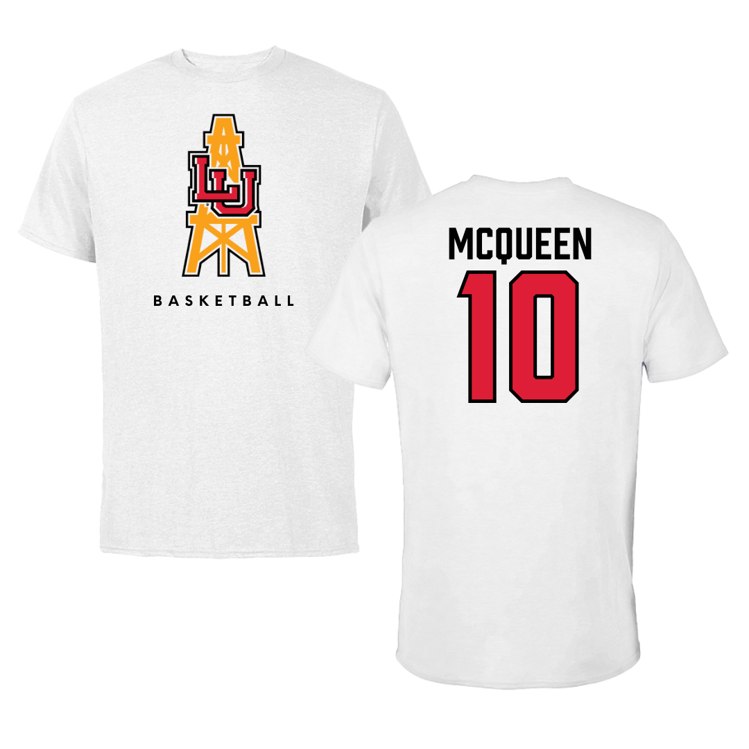 Lamar University Basketball White Performance Tee - #10 Malay McQueen
