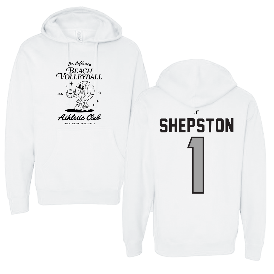 Beach Volleyball White Influxer Athletic Club Hoodie - #1 Maddie Shepston
