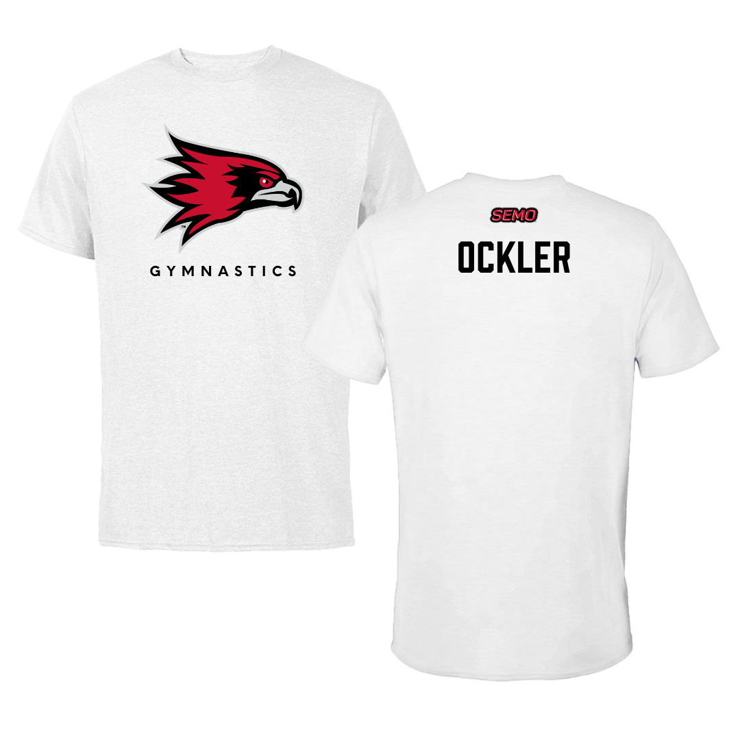 Southeast Missouri State University Gymnastics White Performance Tee - Lindsay Ockler