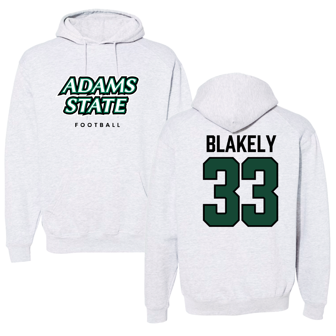 Adams State University Football Gray Block Hoodie - #33 Psyer Blakely