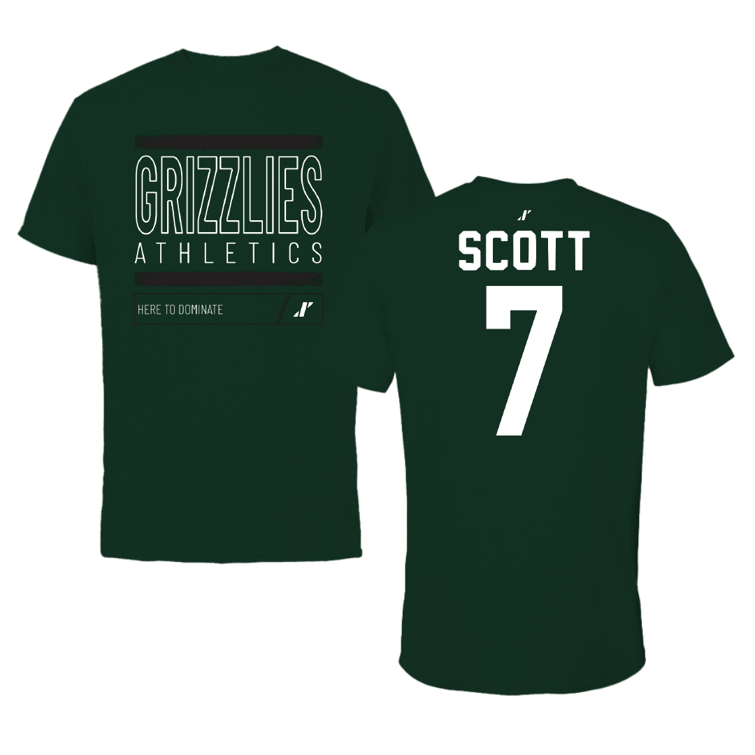 Adams State University Football Forest Green Dominate Performance Tee - #7 Jalen Scott