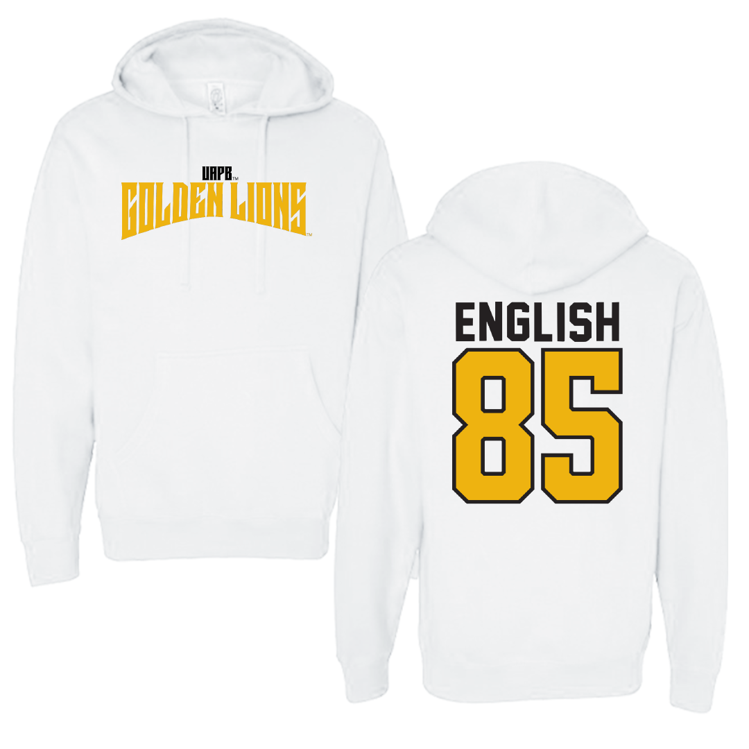 University of Arkansas-Pine Bluff Football White Classic Hoodie - #85 Kevin English