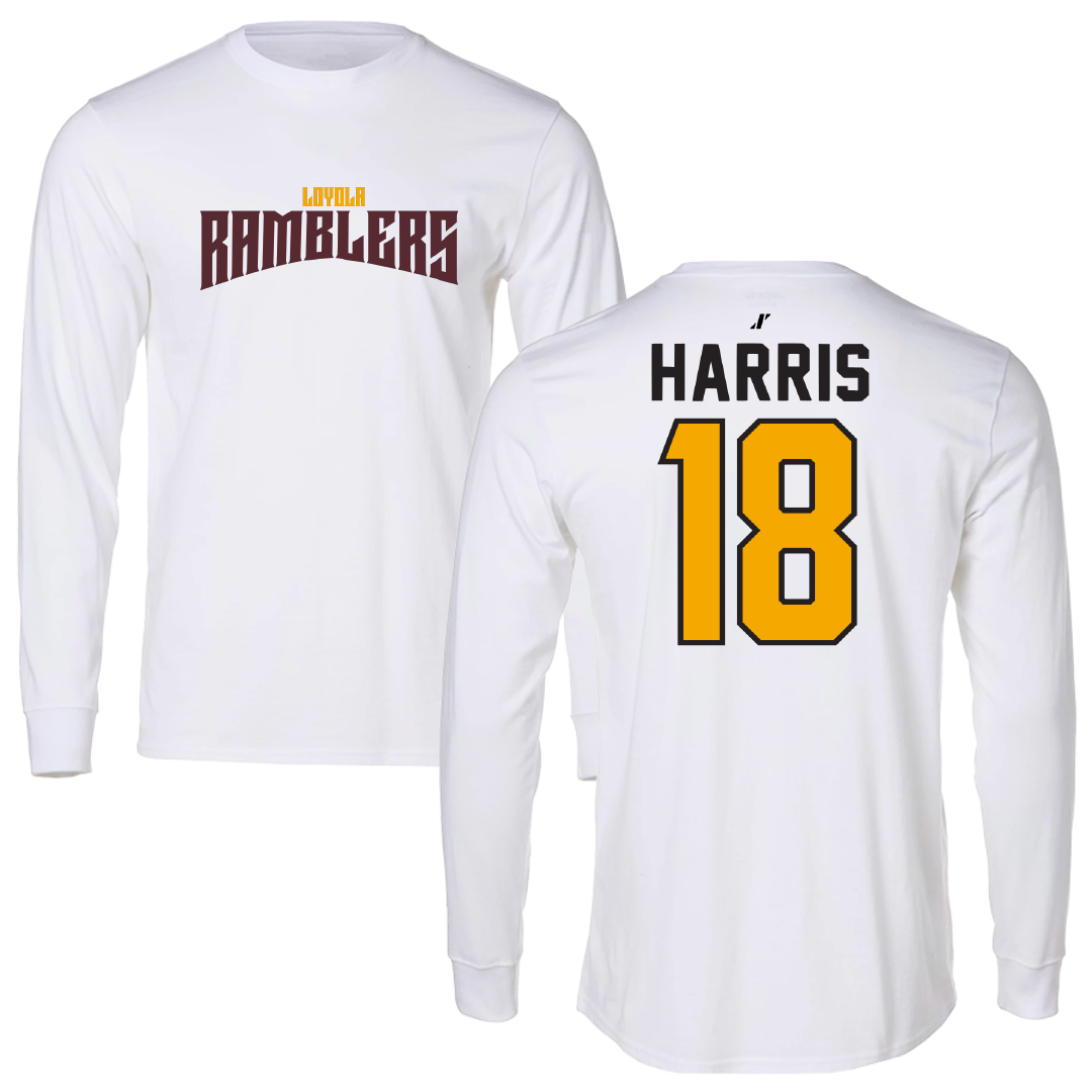 Loyola University-Chicago Soccer White Classic Long Sleeve - #18 Jadyn Harris