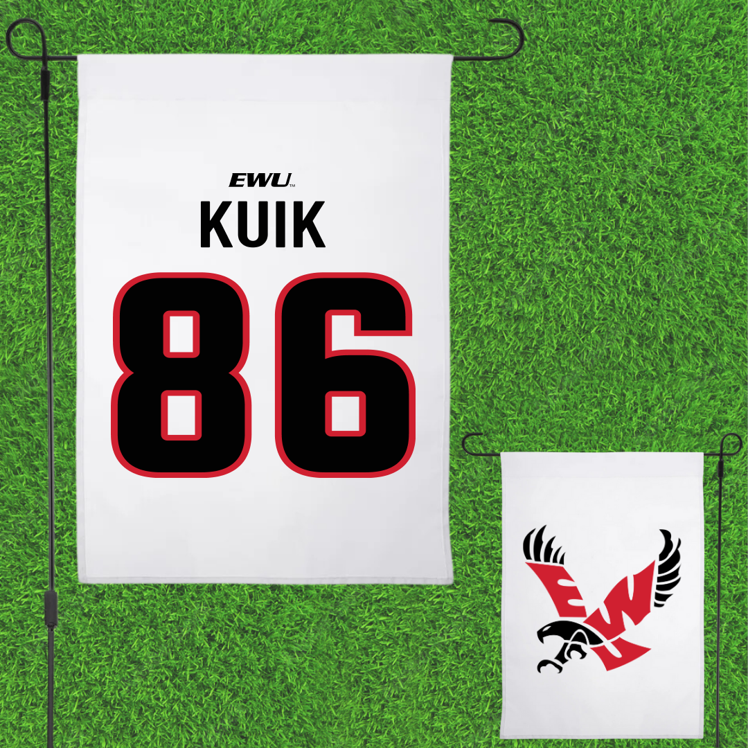 Eastern Washington University Football White Garden Flag - #86 Braden Kuik