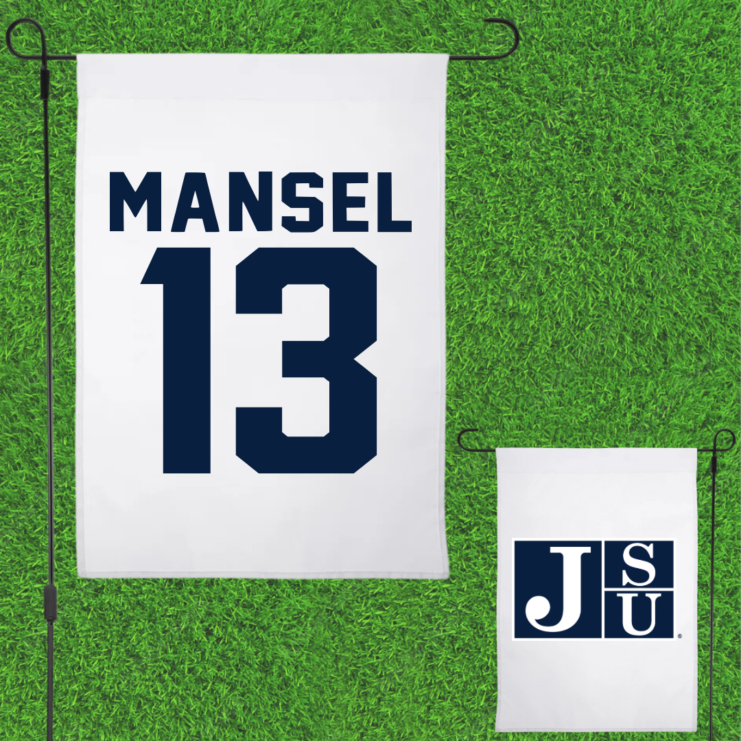 Jackson State University Basketball White Garden Flag - #13 Romelle Mansel