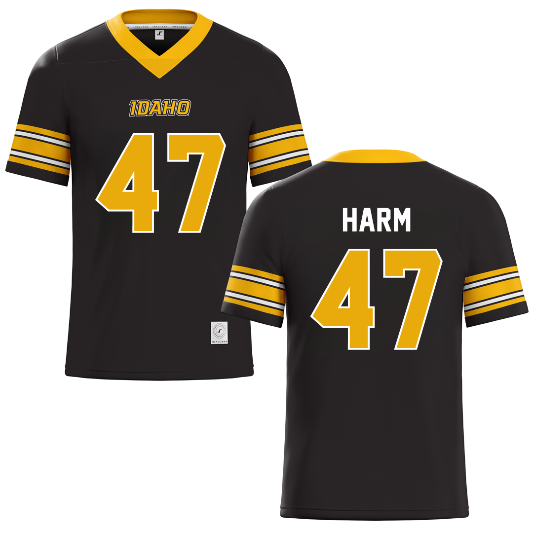 University of Idaho Black Football Jersey - #47 LJ Harm