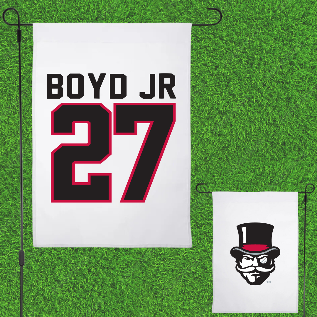 Austin Peay State University Football White Garden Flag - #27 Tetoe Boyd Jr