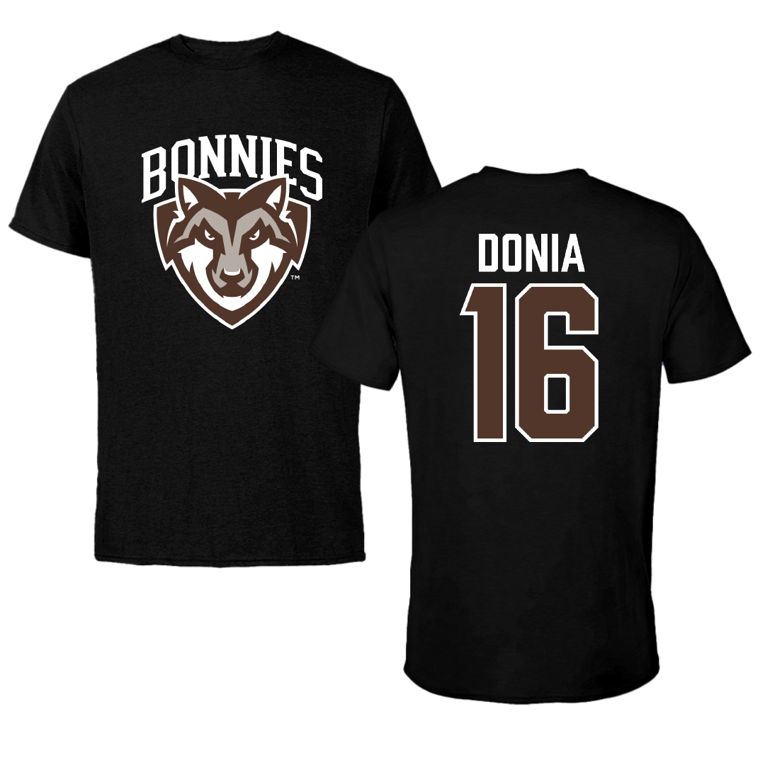 St. Bonaventure University Soccer Black Tee - #16 Alessia Donia