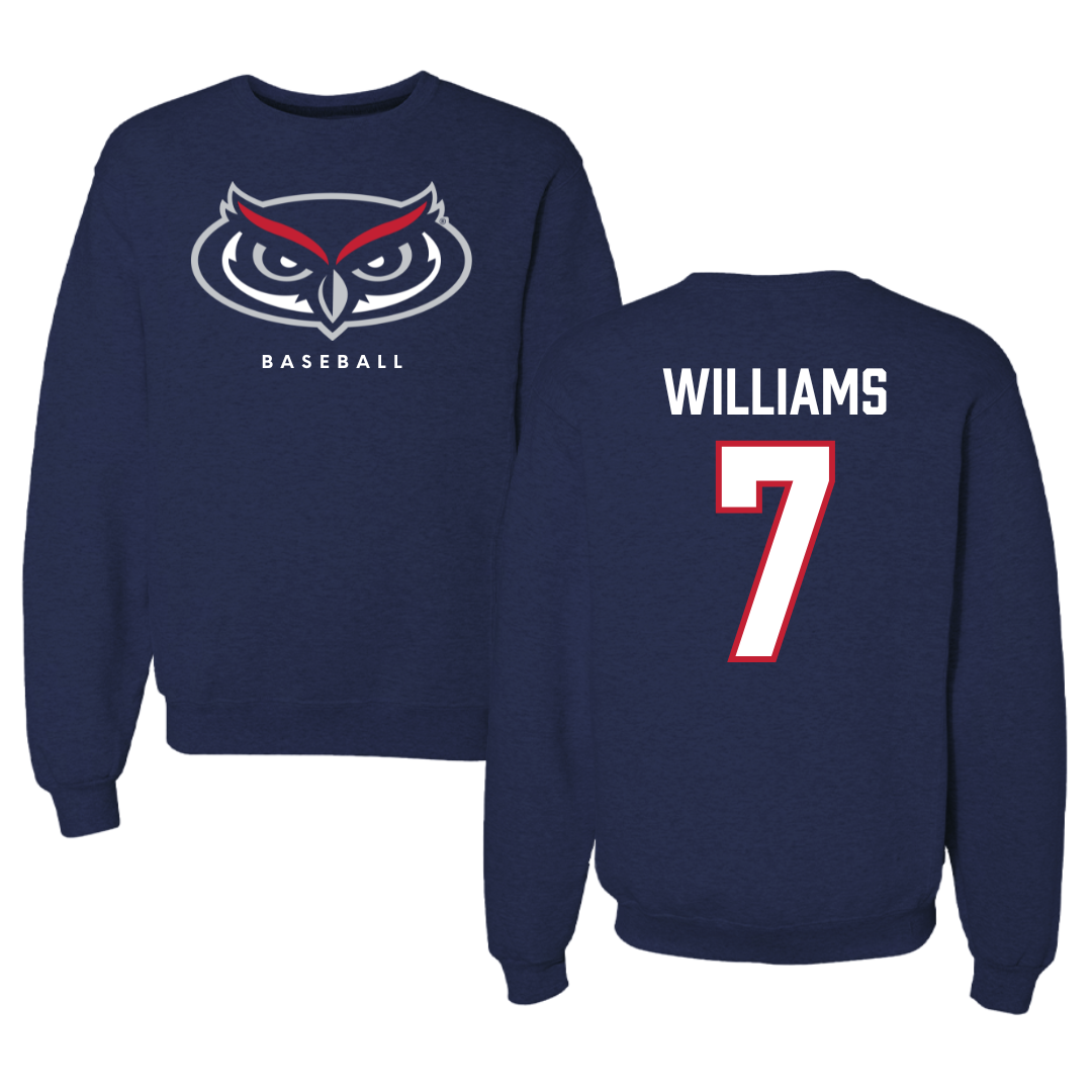 Florida Atlantic University Baseball Navy Mascot Crewneck - #7 CJ Williams