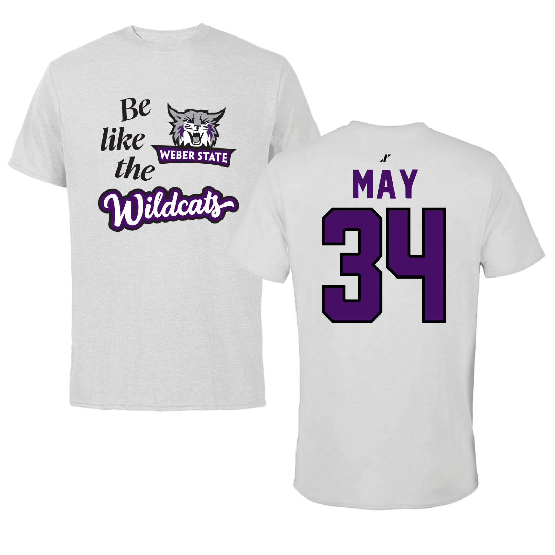 Weber State University Football Light Gray Be Like Us Tee - #34 Colter May