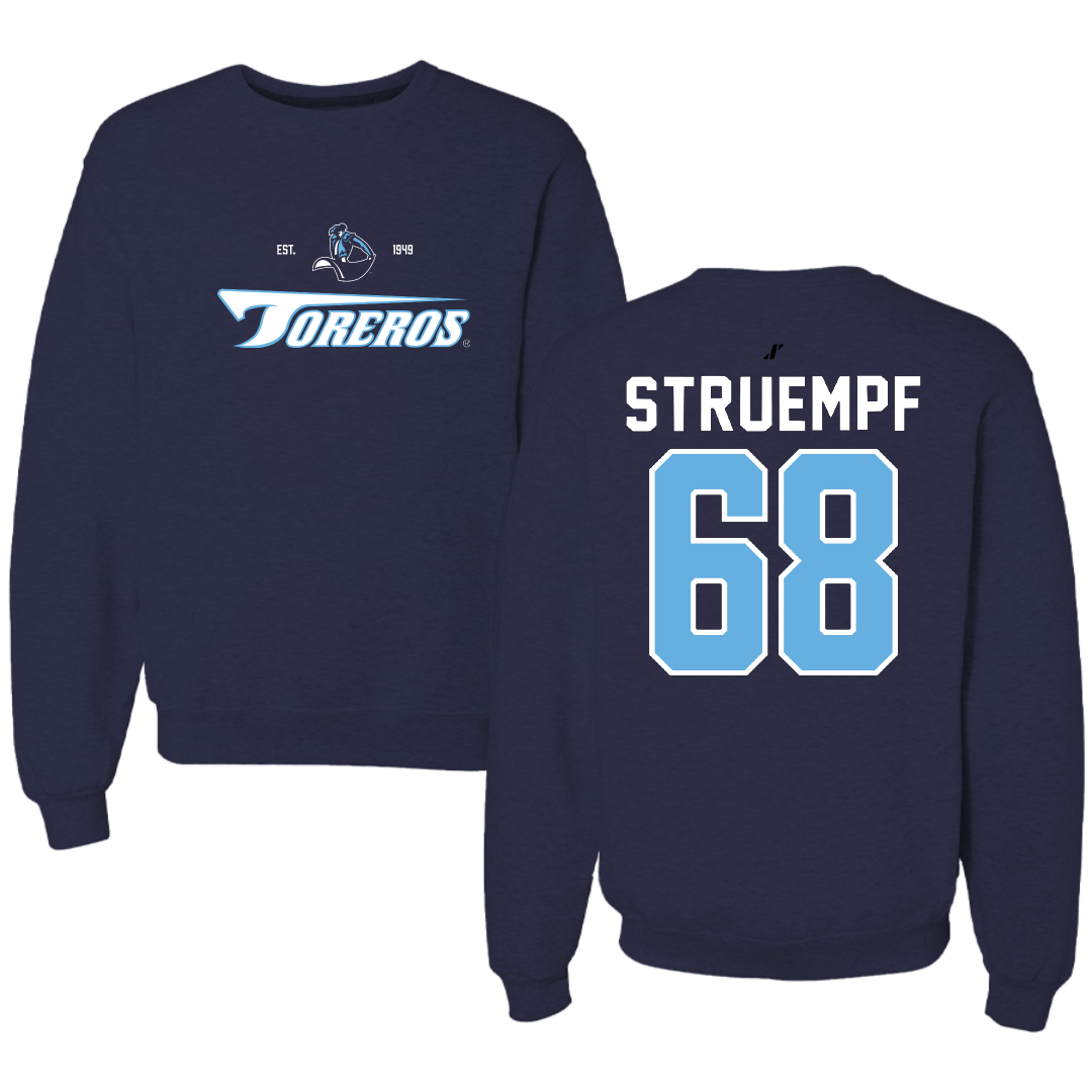 University of San Diego Football Navy General Crewneck - #68 Nick Struempf