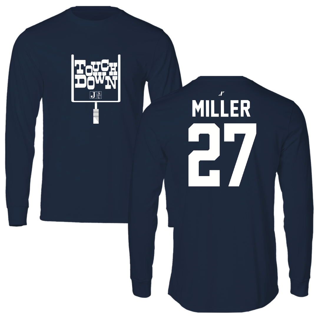 Jackson State University Football Navy Touchdown Performance Long Sleeve - #27 Ahmad Miller