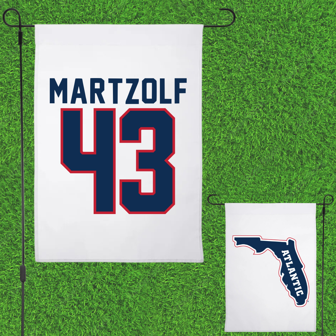 Florida Atlantic University Baseball White Garden Flag - #43 Max Martzolf