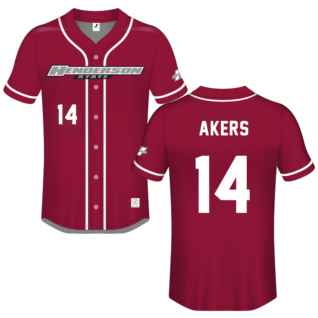 Henderson State University Red Button-Down Jersey - #14 Hilary Akers