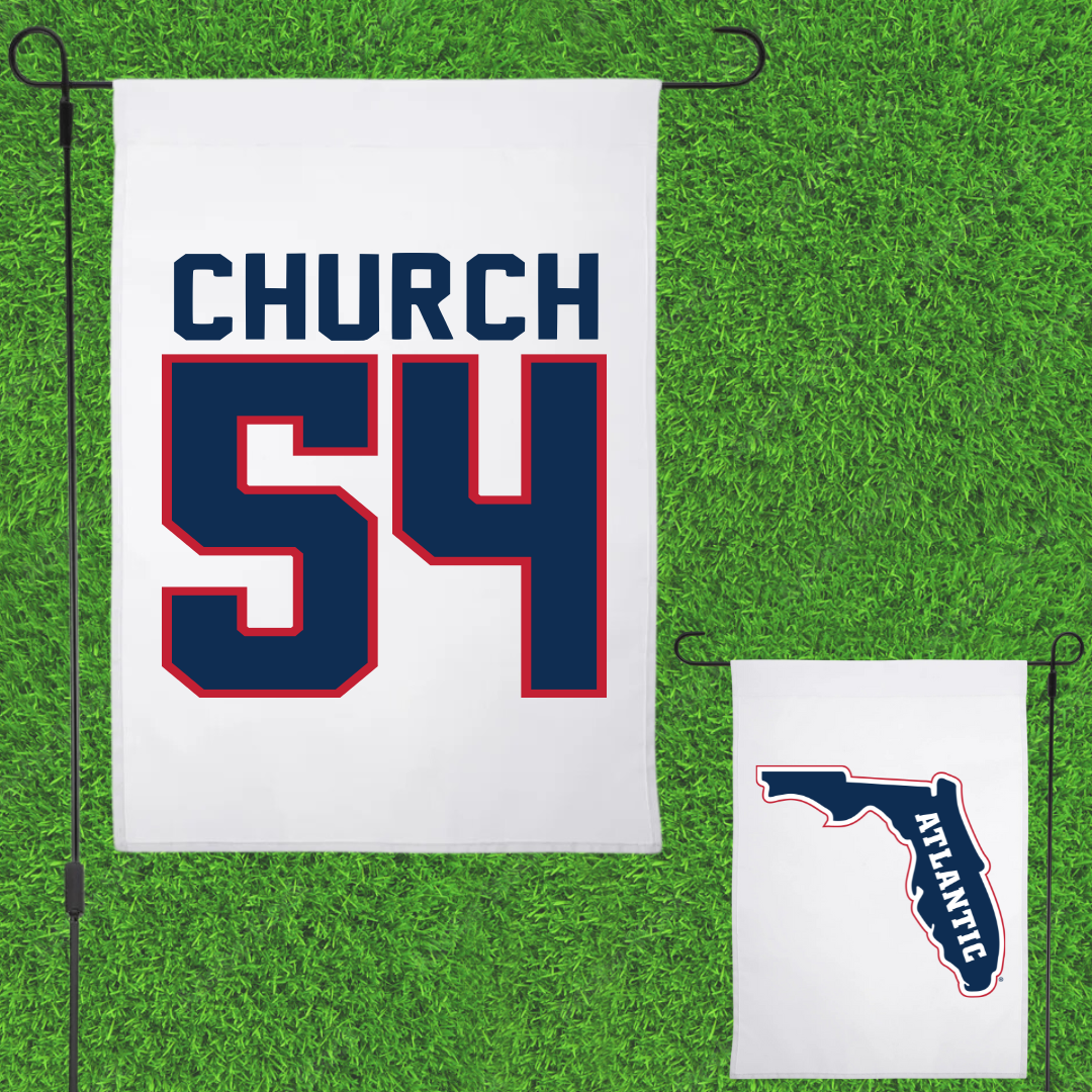 Florida Atlantic University Football White Garden Flag - #54 Jordan Church