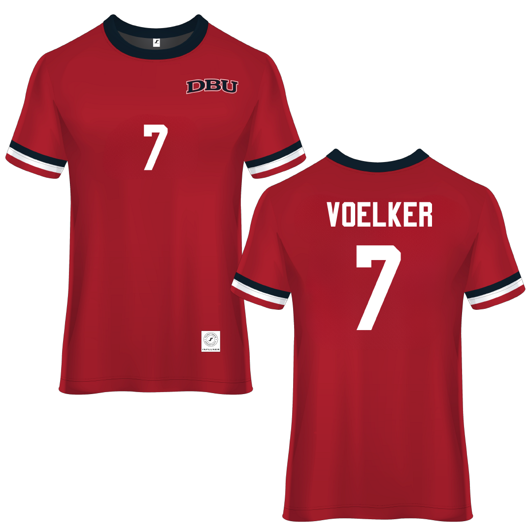Dallas Baptist University Red Soccer Jersey - #7 Peyton Voelker