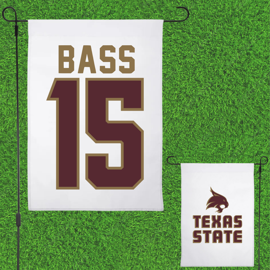 Texas State University Softball White Garden Flag - #15 Karmyn Bass