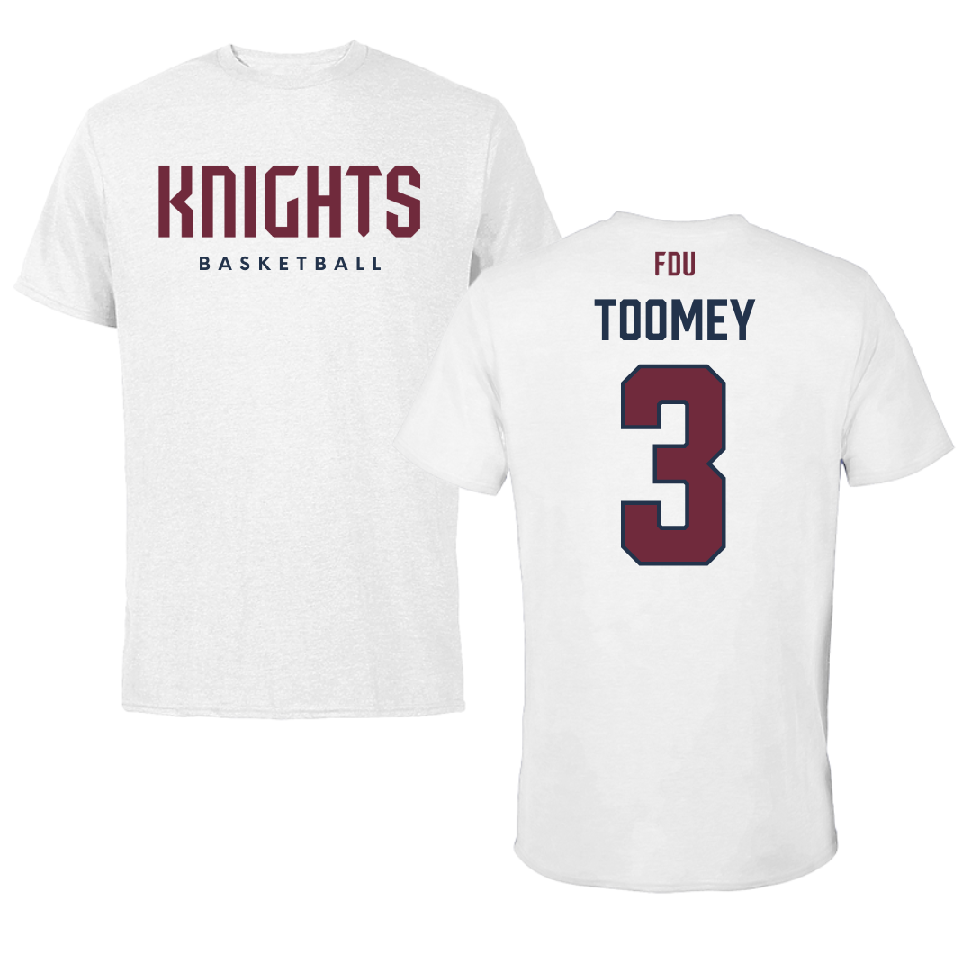 Fairleigh Dickinson University-Metropolitan Campus Basketball White Tee - #3 Bella Toomey