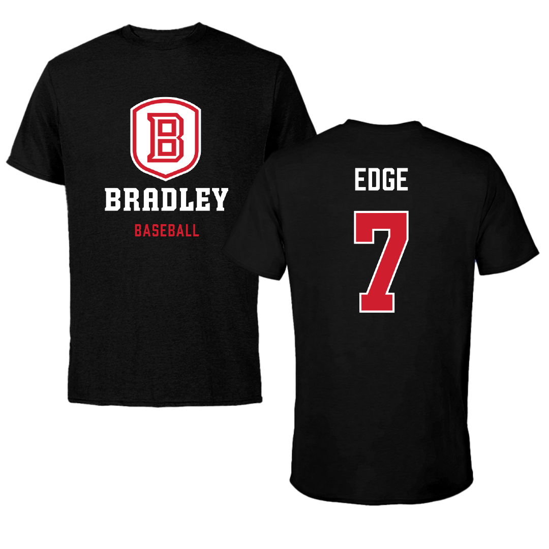 Bradley University Baseball Black Block Performance Tee - #7 Anthony Edge
