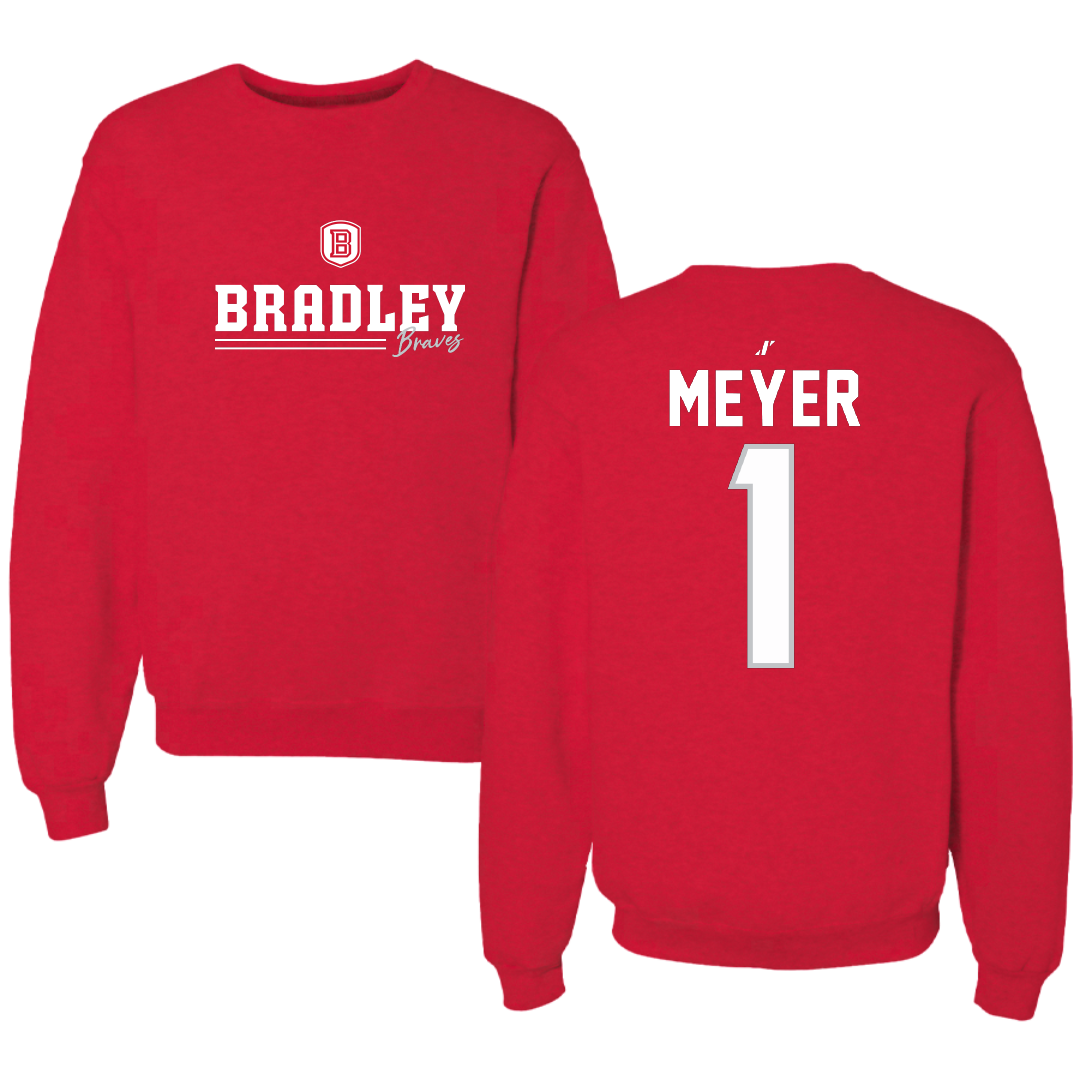 Bradley University Softball Red General Crewneck - #1 Tori Meyer