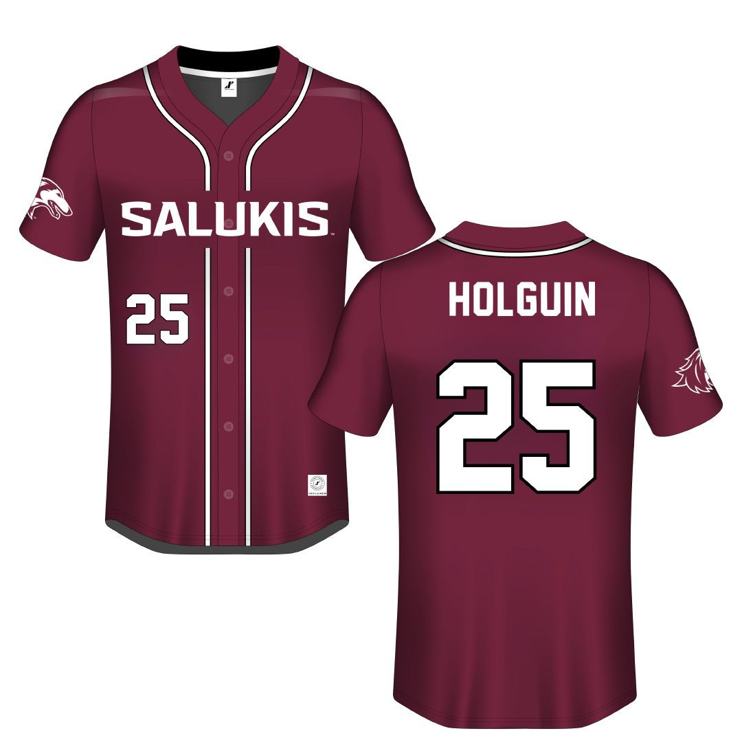 Southern Illinois University at Carbondale Maroon Button-Down Jersey - #25 Al Holguin