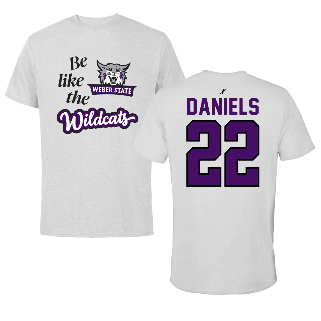 Weber State University Football Light Gray Be Like Us Tee - #22 Ishaan Daniels