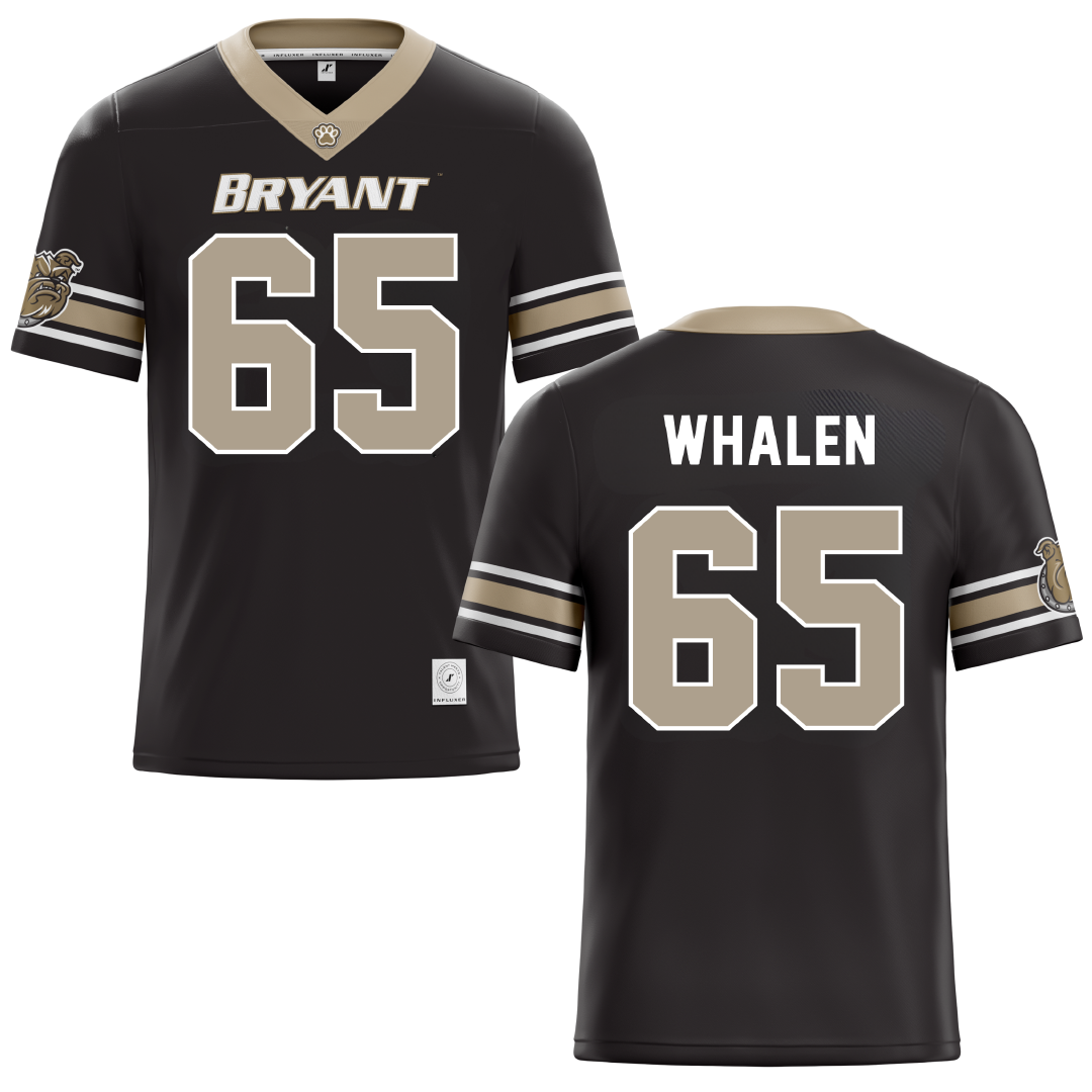 Bryant University Black Football Jersey - #65 Wyatt Whalen