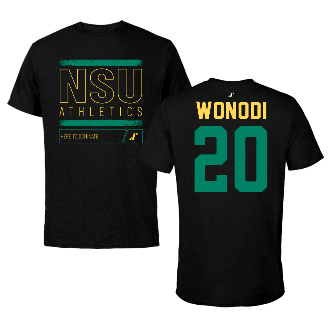 Norfolk State University Football Black Dominate Tee - #20 Jason Wonodi