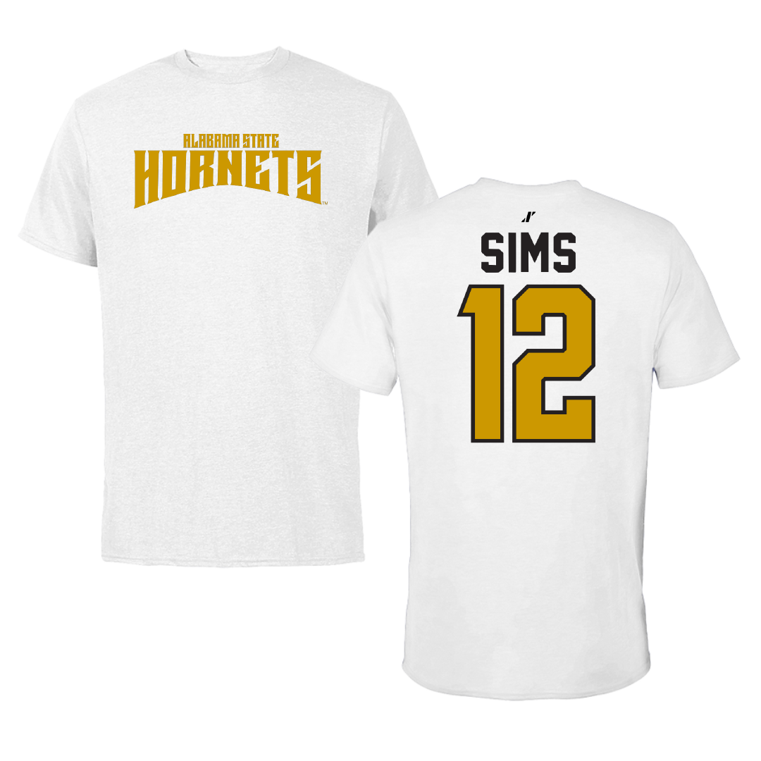 Alabama State University Football White Classic Performance Tee - #12 Zach Sims