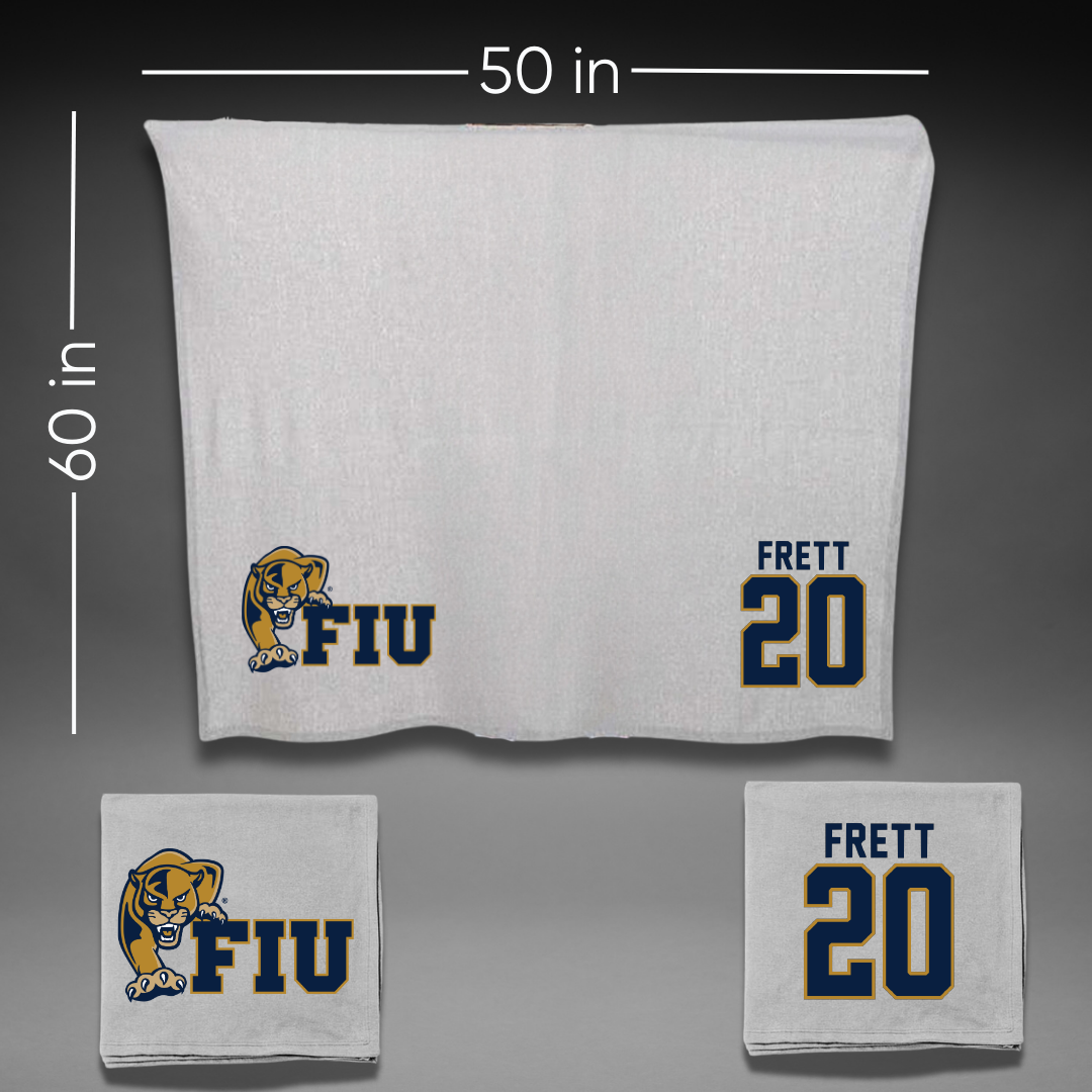 Florida International University Baseball Gray Blanket - #20 Kishon Frett