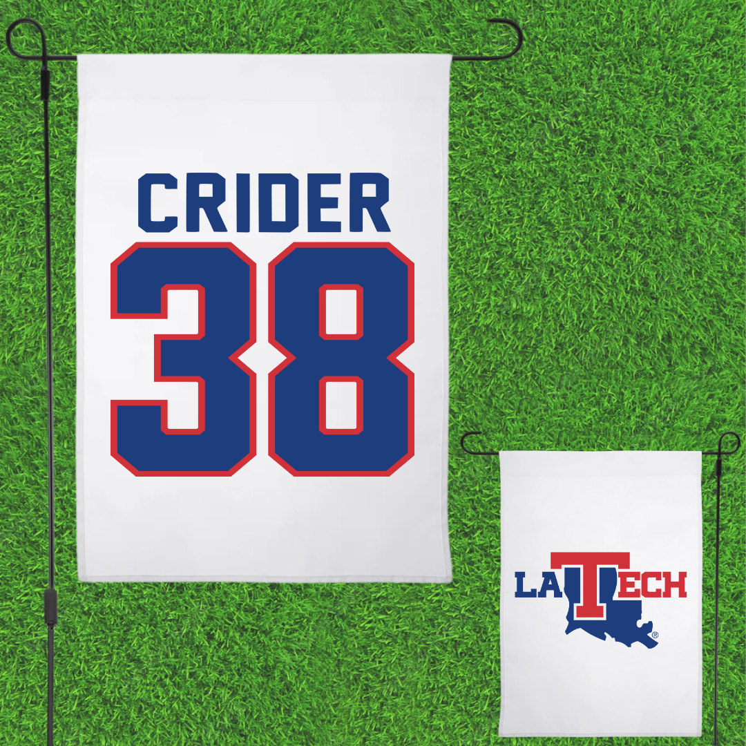 Louisiana Tech University Baseball White Garden Flag - #38 Nate Crider