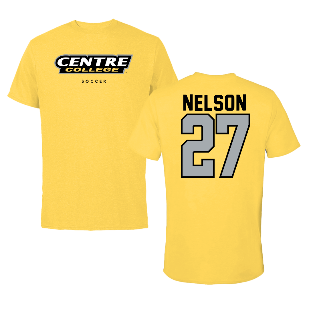 Centre College Soccer Yellow Colonel Tee - #27 Taylor Nelson