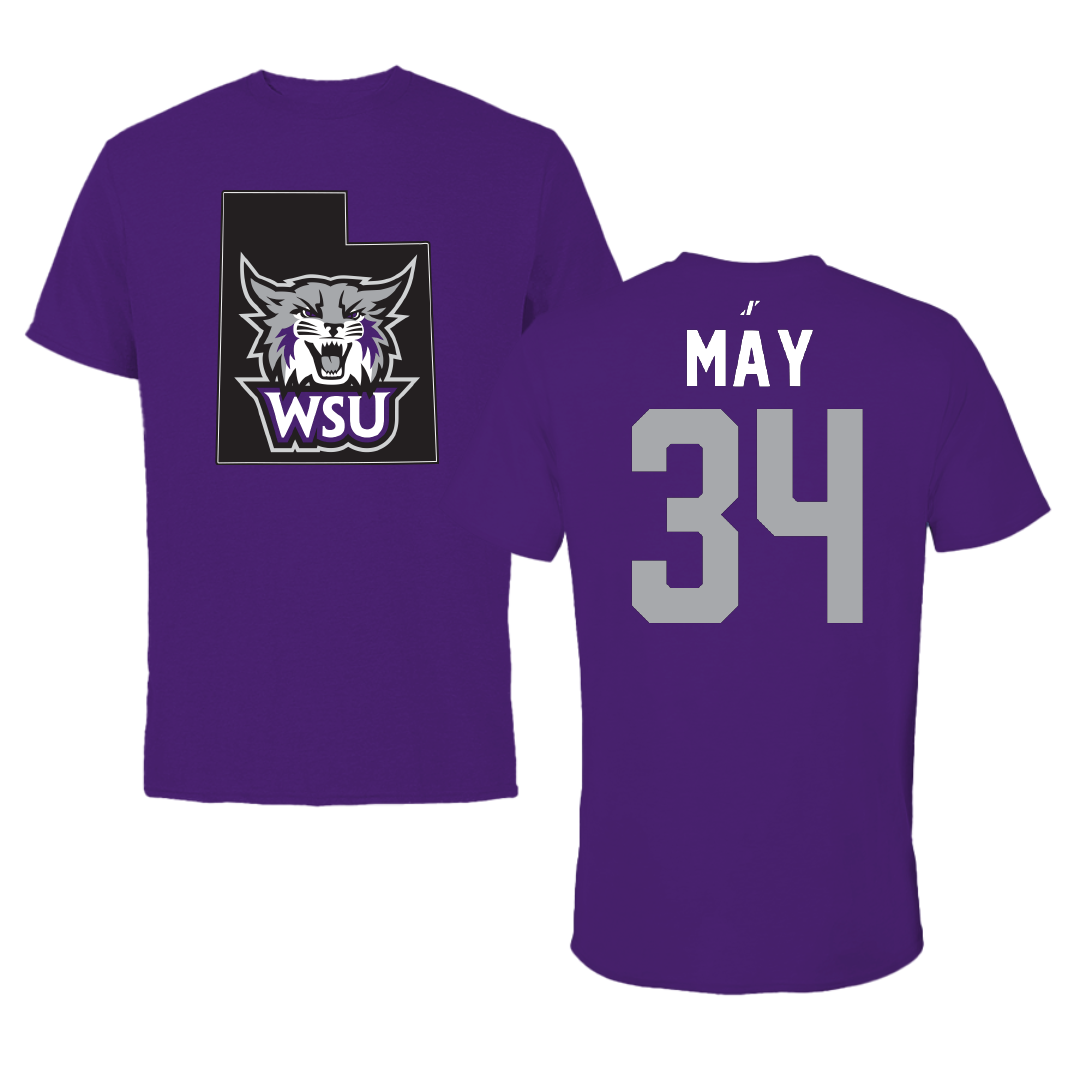 Weber State University Football Purple State Performance Tee - #34 Colter May