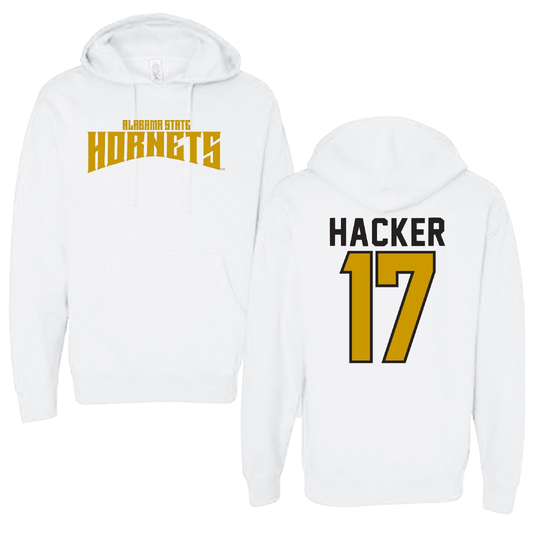 Alabama State University Soccer White Classic Hoodie - #17 McKinley Hacker