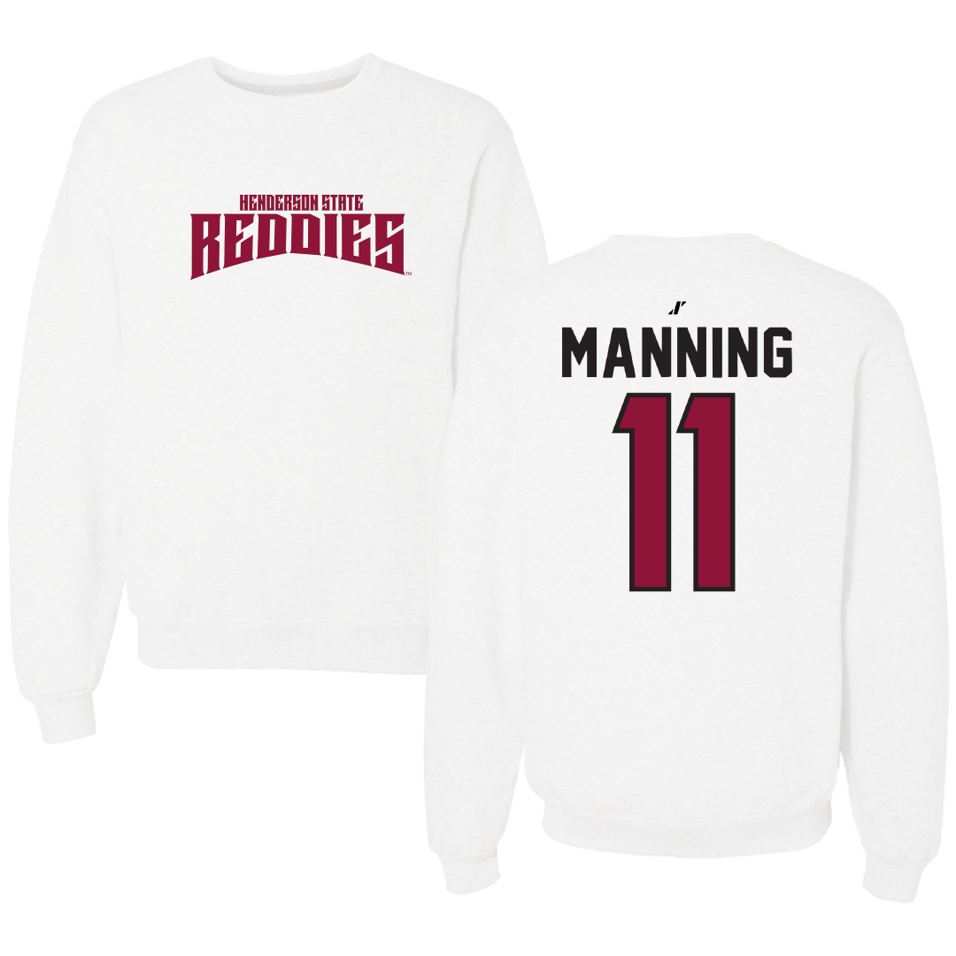 Henderson State University Football White Classic Crewneck - #11 Paul Manning
