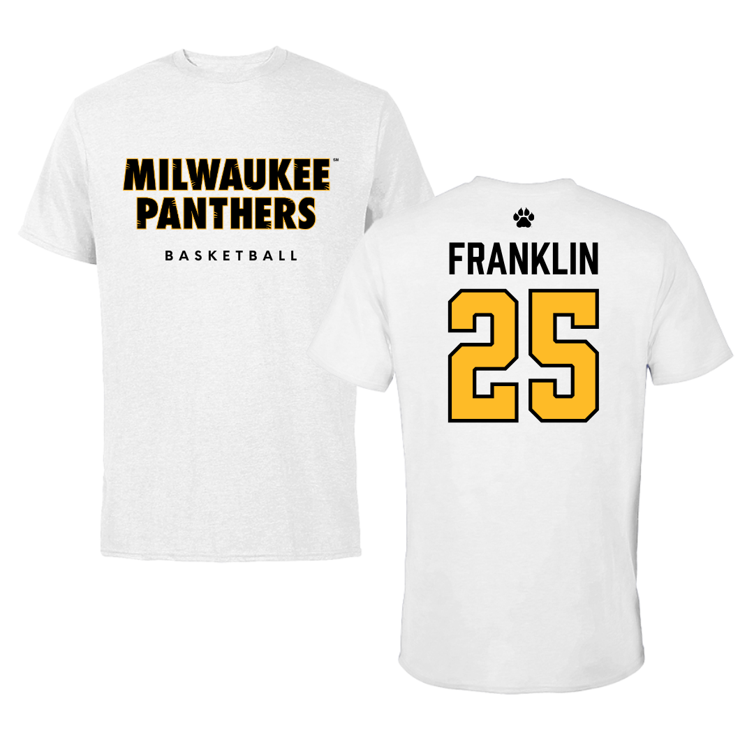 University of Wisconsin-Milwaukee Basketball White Performance Tee - #25 Aaron Franklin
