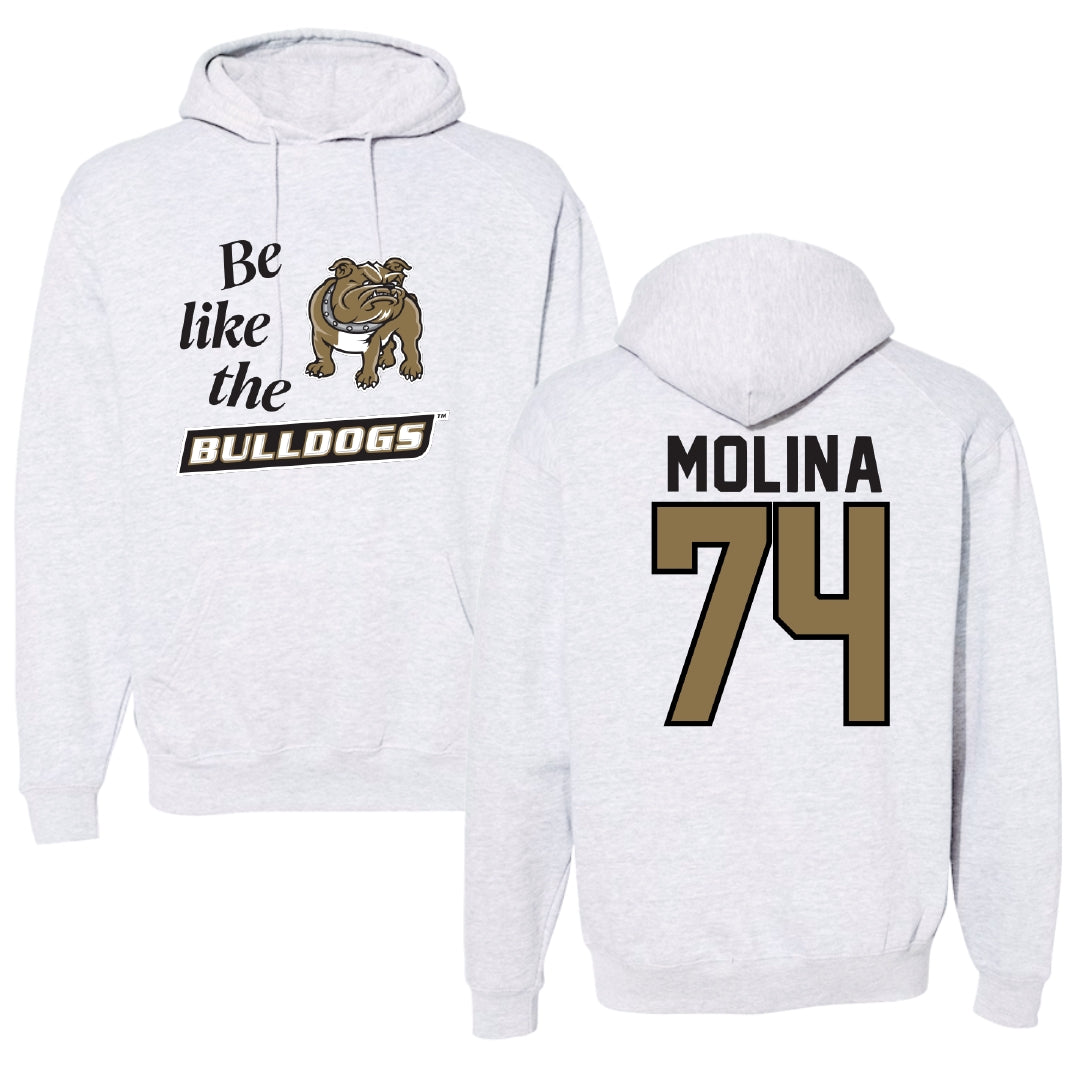 Bryant University Football Light Gray Be Like Us Hoodie - #74 Nick Molina