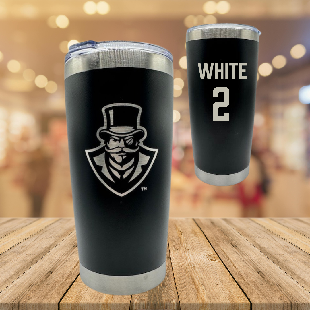 Austin Peay State University Basketball Black Stainless Steel Tumbler - #2 Desmond White
