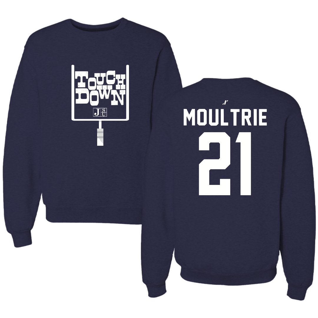 Jackson State University Football Navy Touchdown Crewneck - #21 Desmond Moultrie